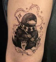 Harry Potter Tattoos Hedwig, Niffler Tattoo, Harry Potter Niffler Tattoo, Ridikkulus Tattoo Harry Potter, Artsy Harry Potter Tattoo, Hp Tattoo, Harry Potter Tattoo, Harry Potter Tattoos, Pretty Tattoos