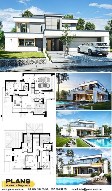 House Projects Architecture, Home Designs Exterior, Modern House Floor Plans, House Plans Mansion, Two Story House, Modern Villa Design, House Plan Gallery, Architectural Design House Plans, Villa Plan