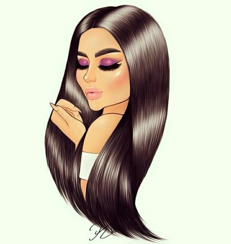 Beauty Illustration, Keratin, Long Hair, Lashes, Wallpapers, My Saves, Nails, Purple, Makeup