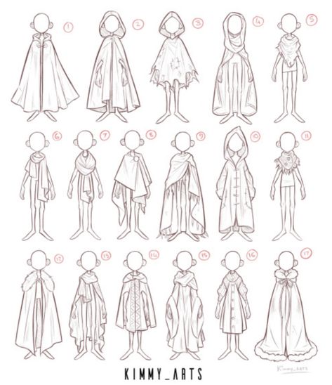 Clothing Drawings Outfits, Fantasy Reference Drawing, Dnd Reference Pose, Fantasy Dress Reference, Art Reference Clothing, Drawing Cloaks, How To Draw A Cloak, How To Draw A Cape, Dnd Poses Reference