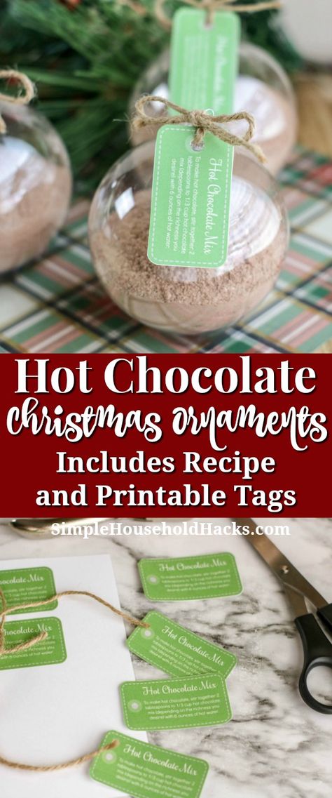 Diy Hot Chocolate Mix, Hot Cocoa Ornaments, Chocolate Ornament, Hot Chocolate Mix Recipe, Homemade Hot Chocolate Mix, Ornaments Diy Christmas, Diy Hot Chocolate, Hot Cocoa Recipe, Cocoa Recipes