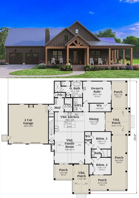 Barndominium Home Ideas | 🚨🌹 Explore Dream Houses 🌹🚨 | Facebook House Plans 3 Bedroom 2 1/2 Bath, 4 Bedroom House Plans Open Floor Barndominium, Ranch Style Floor Plans With Basement, Barndominium 2000 Sq Ft, Rustic Farmhouse Floor Plans, Barn Dominium Floor Plans, Pole Barn Homes Floorplan, One Level Barndominium Ideas, Farm Style House Plans