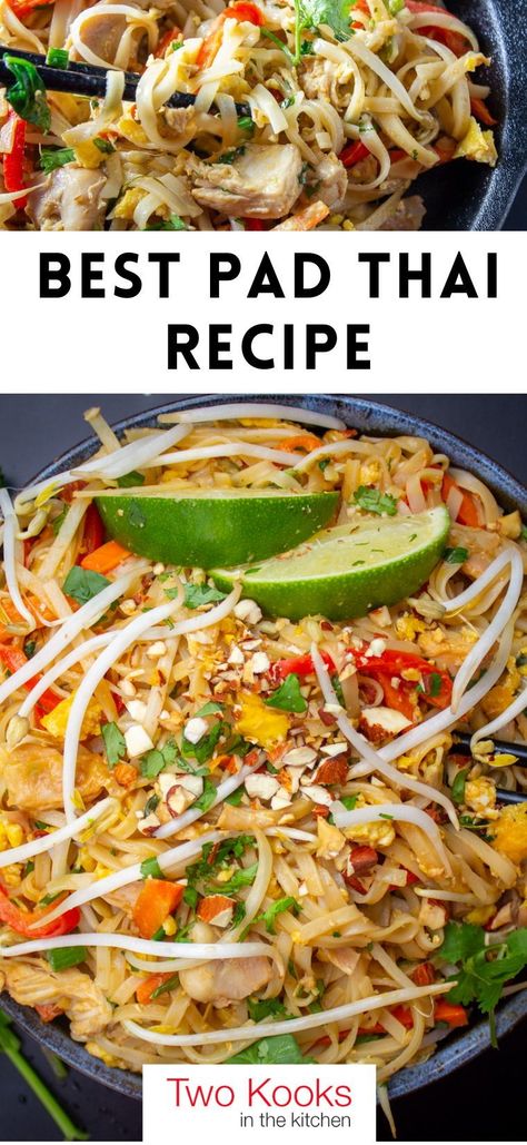 Think of the best pad Thai recipe as perfect Asian comfort food. The flavors and textures in this sweet, salty, umami noodle stir fry are simply delicious. Way better than take out. Make it vegetarian or not. Asian Noodle Stir Fry Recipes, Easy Thai Noodle Recipe, Thai Pad Noodles, Tofu Pad Thai Recipe Easy, How To Make Asian Food, Pas Thai Recipe, Pad Thai Noodles Recipe, Thai Pad Thai Recipe, Spicy Pad Thai Recipe