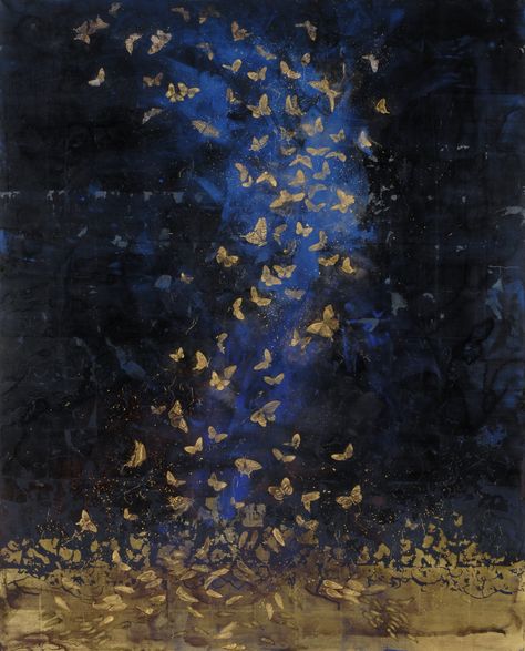 Metamorphosis (2008) - Hiroko Otake Blue And Gold, Butterflies, Floating, Gold, Blue, Black