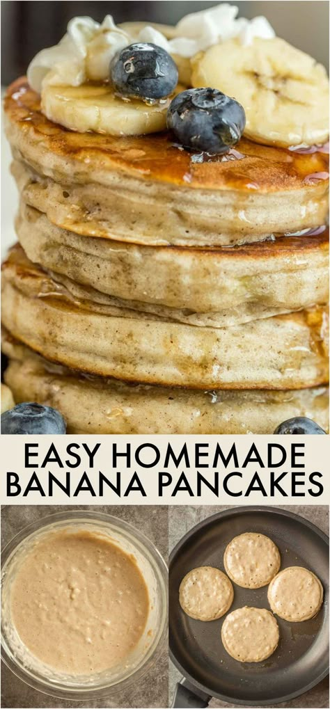 Baked Banana Pancakes, Homemade Banana Pancakes Easy, Banana Bread Pancakes Easy, Pancakes With Banana And Egg, Pancake Mix With Banana, Recipe For Banana Pancakes, Banana Recipes Pancakes, Fluffy Banana Pancakes Recipe, Pancakes Using Bananas