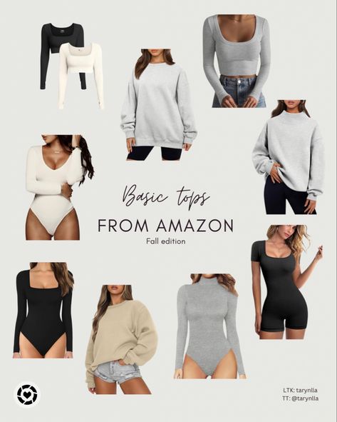 Amazon Basics You Need, Amazon Basics Clothing, Tops From Amazon, Amazon Fits, Fashion Amazon Finds, Amazon Tops, Fall Tops, Fall Staples, Amazon Basics