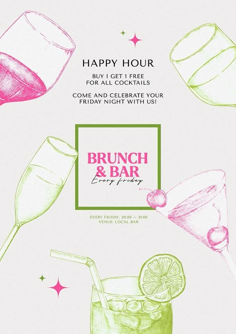 Happy Hour Graphic, Happy Hours Poster, Happy Hour Poster Design, Happy Hour Aesthetic, Cool Poster Ideas, Happy Hour Invitation, Happy Hour Poster, Happy Hour Ideas, School Portfolio