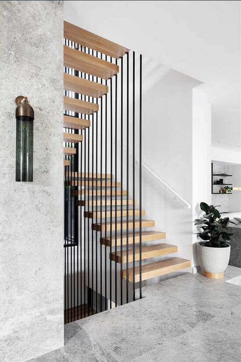 Modern Stair Railing, Staircase Design Modern, Stairway Design, Stairs Design Modern, Home Stairs Design, Modern Stairs, Interior Stairs, Modern Staircase, House Sold