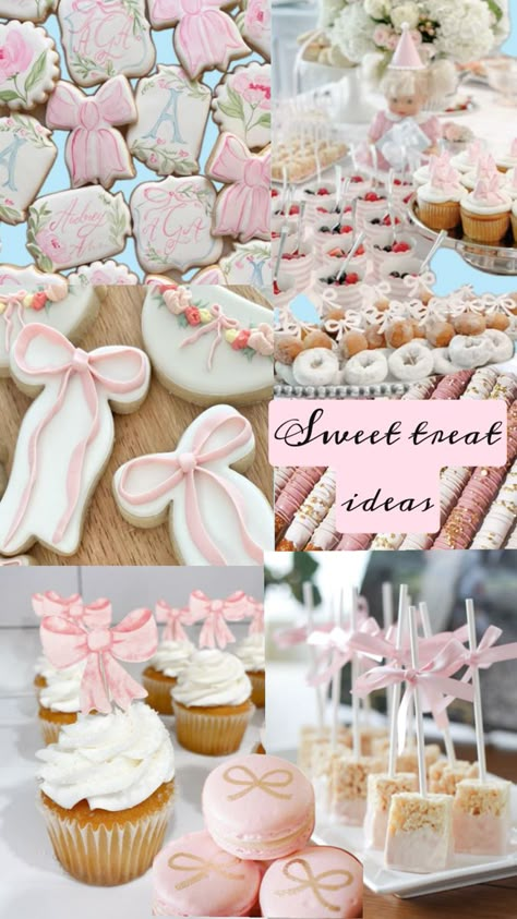 Girly Baby Shower Themes, Tea Party First Birthday, Bridesmaid Proposal Party, Classy Coquette, Spring Baby Shower Themes, 12th Birthday Party Ideas, Bow Birthday Party, Bow Theme, Wedding Shower Cookies