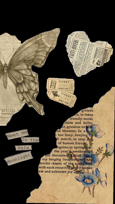 Newspaper Aesthetic hearts and other Aesthetic Paper Background Vintage, Vintage Design For Scrapbook, Aesthetic Newspaper, Vintage Aesthetic Stickers Printables, Newspaper Wallpaper, Cute Wallpapers For Android, Scrapbook Paper Flowers, Newspaper Collage, Newspaper Background