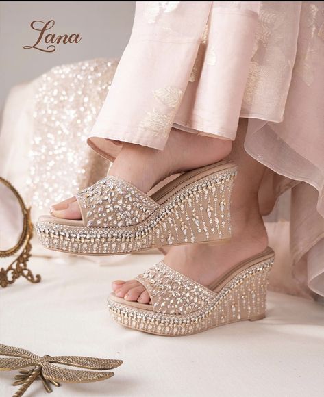 Comfortable Fancy Shoes, Sandal For Bride Indian, Indian Bride Footwear, Bridal Wedge Heels, Indian Wedding Heels, Bridal Heels Indian Weddings, Bridal Sandals Heels Indian, Bridal Heels Indian, Bridal Heels Comfortable