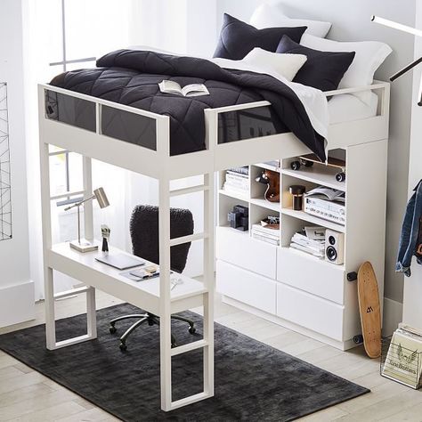 Want to make your bedroom work harder? Incorporating a loft bed is a quick way to optimize space, especially a more compact one. Craft an efficient work-from-home space that makes you proud, and employ a practical yet clever loft bed for fabulous function. These are some of the best lofted sleepers you can buy online to step up your bedroom game in style. #wfhspace #loftbeds #smallspaceideas Loft Beds For Teens, Loft Beds For Small Rooms, Modern Loft Bed, Bed For Girls Room, Beds For Small Rooms, Loft Bed Plans, Diy Loft Bed, Low Loft Beds, Girl Bedroom Designs