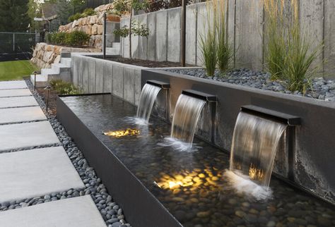 Terrace Water Fountain, Water Feature Backyard Landscaping, Terrace Fountain, Backyard Water Features, Landscape Fountain, Backyard Waterfall, Classic Fountain, Outdoor Wall Fountains, Water Wall Fountain