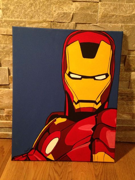 Avengers Pop Art, Ironman Canvas Painting, Marvel Pop Art Painting, Iron Man Art Comics, Iron Man Art Draw, Iron Man Painting Canvases, Iron Man Art Paint, Iron Man Pop Art, Pop Art Painting Ideas Simple