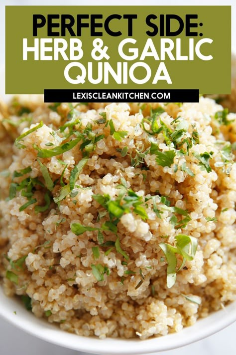 Quinoa Recipes Side Dish, Quinoa Side, Garlic Quinoa, Quinoa Side Dish, Quinoa Recipes Dinner, Resep Vegan, Quinoa Recipes Easy, Quinoa Recipes Healthy, Quinoa Dishes