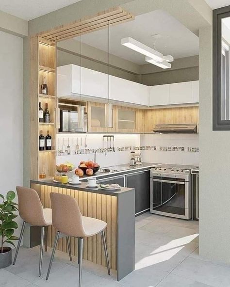 Kitchen Entry Design, Condo Design Interior, Bar Partition, House Partition, Kitchen Set Mini Bar, Mini Bar Kitchen, Kitchen Set Mini, Breakfast Counter, Grey Kitchen Floor