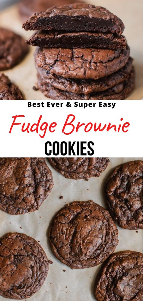 Fudge Brownie Cookies, Fudge Cookie Recipe, Chocolate Brownie Cookies, Cookie Brownie Recipe, Fudge Cookies, Fudgy Brownie, Fudge Recipes Easy, Fudge Brownie, Fudge Easy