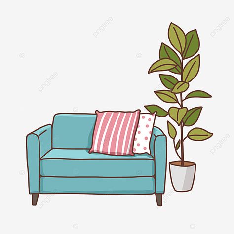 Sofa Illustration Drawings, Sofa Clipart, Couch Drawing, Sofa Illustration, Sofa Cartoon, Furniture Clipart, Sofa Drawing, Plant Clipart, Sofa Art