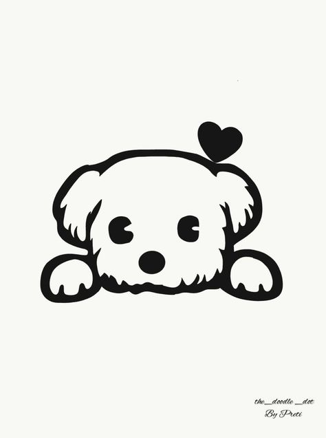 Cute Puppy Cartoon Drawings, Cute Drawings Dogs Easy, Dog Line Drawing Simple, Pet Drawings Easy, Dog Black And White Drawing, Dog Drawing Black And White, Doodle Dog Drawing, Cartoon Dog Tattoo, Cute Dog Drawing Easy