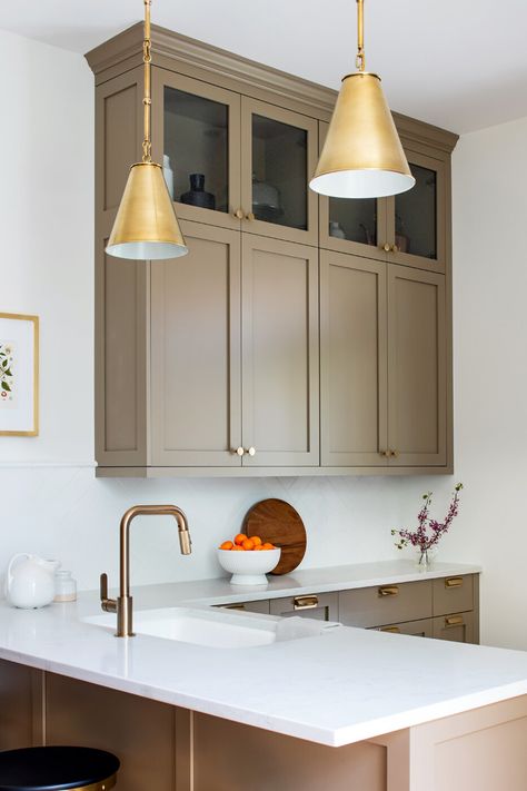 Marvelous Mushroom | The Color Trend We Love — Scout & Nimble 2021 Kitchen Trends, Taupe Kitchen Cabinets, Flat Front Cabinets, Taupe Kitchen, Brown Kitchen Cabinets, Color Kitchen, Mushroom Paint, Painted Kitchen Cabinets Colors, Kabinet Dapur