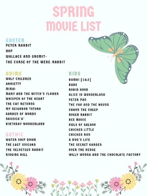 Spring Fun Aesthetic, Spring Movies Aesthetic, Rainy Day Outfit For Spring Aesthetic, Hygge Spring Aesthetic, Things To Do In The Spring, Spring Things To Do, Spring To Do, Spring Movies List, Spring Bucket List Aesthetic