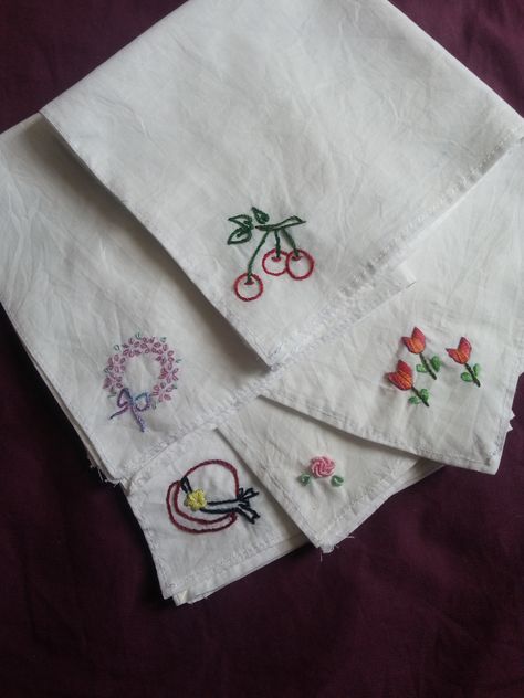 hand kerchiefs Kerchief Embroidery Designs, Embroidery Kerchief, Baby Clothes Embroidery, Hand Kerchief, Handkerchief Embroidery, Quick Embroidery, Embroidery Napkins, Stuffed Vegetables, Clothes Embroidery