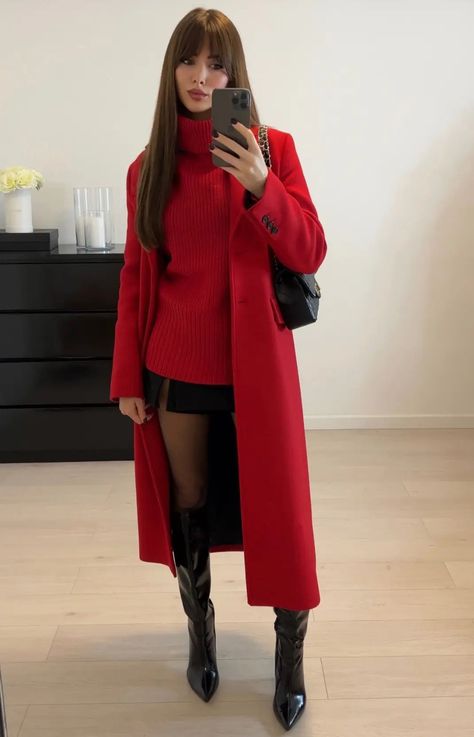 Cooler Look, Red Coat, Winter Mode, Red Outfit, Looks Chic, Professional Outfits, Business Casual Outfits, Winter Fashion Outfits, Night Outfits