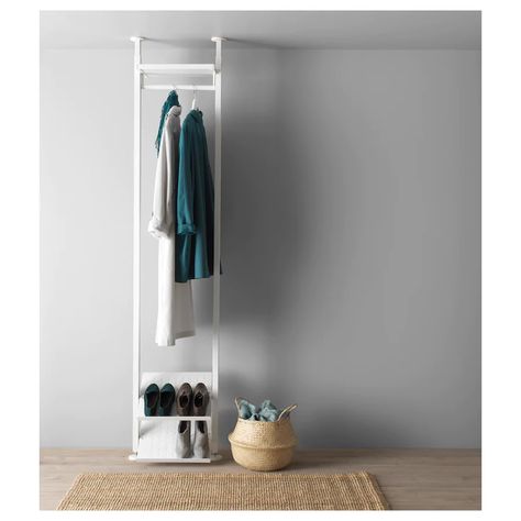 Elvarli Ikea, Ikea Elvarli, Entry Closet, Coat Storage, Ceiling Materials, Wardrobe Systems, Open Wardrobe, Bamboo Shelf, Coat Closet