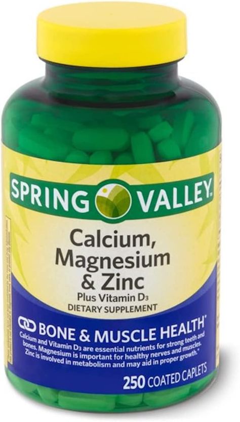 Amazon.com: Spring Valley - Calcium Magnesium and Zinc, Plus Vitamin D3, 250 Coated Caplets : Everything Else Skincare List, Zinc Benefits, Calcium And Vitamin D, Health Zone, Strong Teeth, Natural Face Cleanser, Magnesium Citrate, Vitamin D Supplement, Calcium Supplements