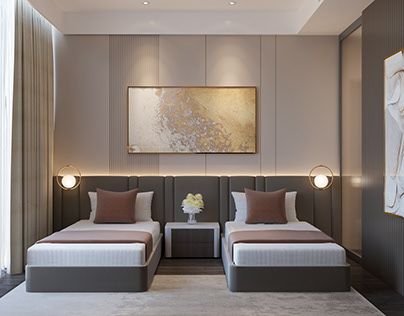 Double Hotel Room Design, 2 Beds One Room, Hotel Room Simple, Small Hotel Design, Small Hotel Room Design, Hotel Room Interior Luxury, Twin Bedroom Design, Room With 2 Beds, Hotel Room Design Bedrooms