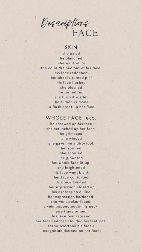 Describing Appearance Writing, Ways To Describe Fear In Writing, Ways To Describe A Person, What To Write Stories About, Writing Tips Describing Characters, How To Write An Introverted Character, Describing Dresses Writing, Sound Description Words, Face Descriptions For Writing