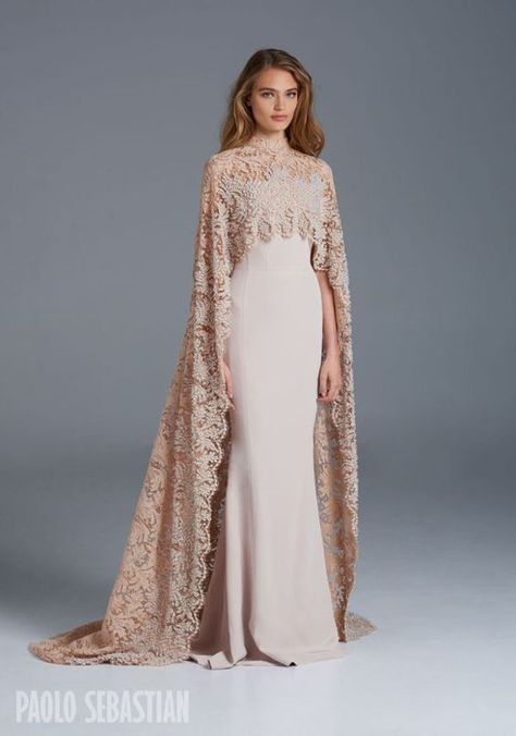 Paolo Sebastian Spring/Summer Collection - Brisbane Wedding Weekly - Stunning couture blush wedding dress with cape.: Naked Dresses, Sukienki Maksi, Baju Kahwin, Paolo Sebastian, Gaun Fashion, Popsugar Fashion, فستان سهرة, Modest Wedding, Modest Wedding Dresses