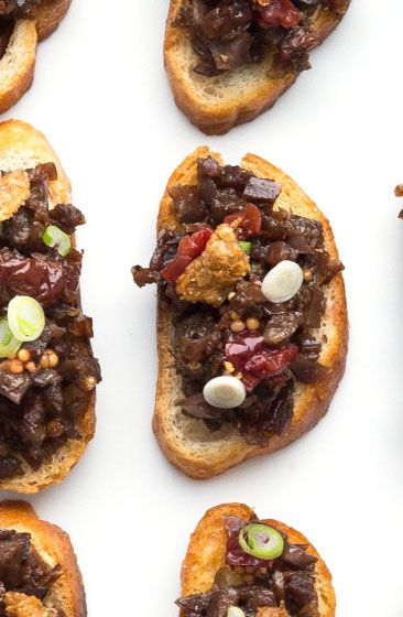 This crostini recipe is elegant and perfect for dinner parties. Hello, duck confit with crispy duck "cracklins'"… Best Duck Recipe, Crackling Recipe, Signature Recipes, Pickled Cherries, Game Hens, Duck Confit, Duck Fat, Duck Duck Goose, Style Types