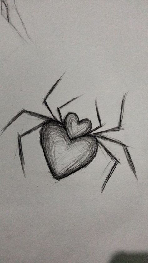 spidey Easy Drawings Beginners, Spider Man Heart Drawing, Spider Man Drawing Sketches Easy, Sceches Drawing Ideas Cool, Spider Cute Drawing, Simple Chicano Drawings, How To Draw Spider Web, How To Draw Spider, Drawings Of Spiders