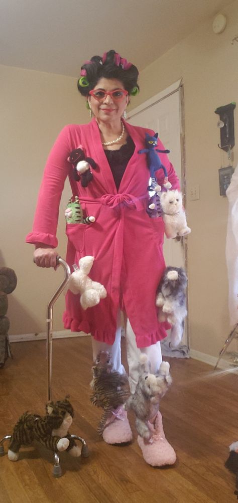 Crazy Cat Lady Costume Women, Cat Lady Halloween Costume, Plus Size Granny Costume, Crazy Dog Lady Costume, Old Cat Lady Costume, Cat Lady Outfit, Diy Crazy Cat Lady Costume, Cat Lady Costume For Women, Crazy Cat Lady Trunk Or Treat