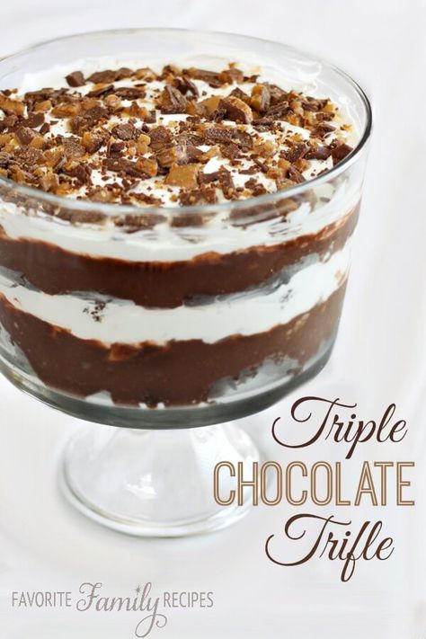 The last time we made this triple chocolate trifle it was literally polished within minutes. I am not kidding-- the bowl was practically licked clean. Trifle Recipes, Brownie Trifle, Cream Caramel, Chocolate Trifle, Trifle Dish, Trifle Desserts, Layered Desserts, Trifle Recipe, Chocolate Toffee