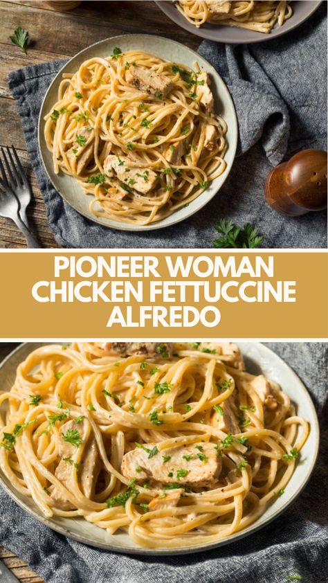 Pioneer Woman Chicken Fettuccine Alfredo is made with chicken breasts, fettuccine noodles, butter, heavy cream, and freshly grated parmesan cheese.

This easy Chicken Fettuccine Alfredo recipe creates a delicious dinner that takes about 30 minutes to prepare and can serve up to 4 people. Pioneer Woman Fettuccine Alfredo, Alfredo Pasta Ideas, Turkey Fettuccine Alfredo, Fettuccine Chicken Alfredo, Chicken Tetrazinni Recipe, Pioneer Woman Alfredo Sauce, Chicken Noodle Casserole Pioneer Woman, Pioneer Woman Chicken Alfredo, Chicken And Fettuccine Recipes