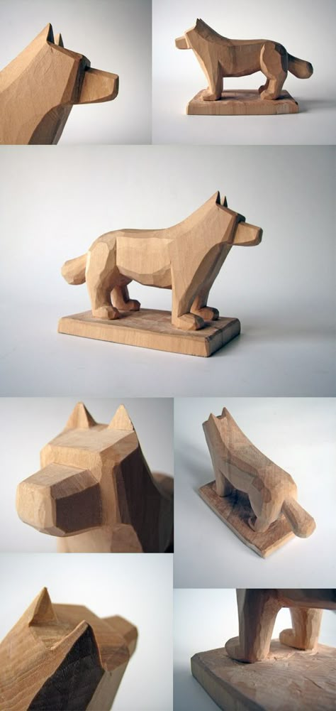 Dog woodcarving by Juozas Urbonavicius, via Behance Drawing Wood, Whittling Projects, Simple Wood Carving, Wood Carving For Beginners, Wood Carving Tools Knives, Wood Carving Ideas, Tools Drawing, Dremel Wood Carving, Wooden Dog