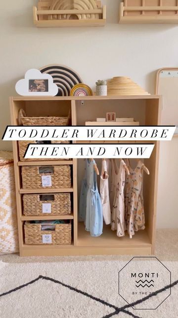 Kallax Wardrobe Hack Montessori, Diy Montessori Dresser, Montessori Closet Toddler Ikea, Montessori Toddler Wardrobe Ikea, Ikea Toddler Closet, Diy Montessori Wardrobe Ikea, Trofast Montessori Wardrobe, Ikea Toddler Wardrobe Hack, Two Year Old Bedroom Girl Ideas