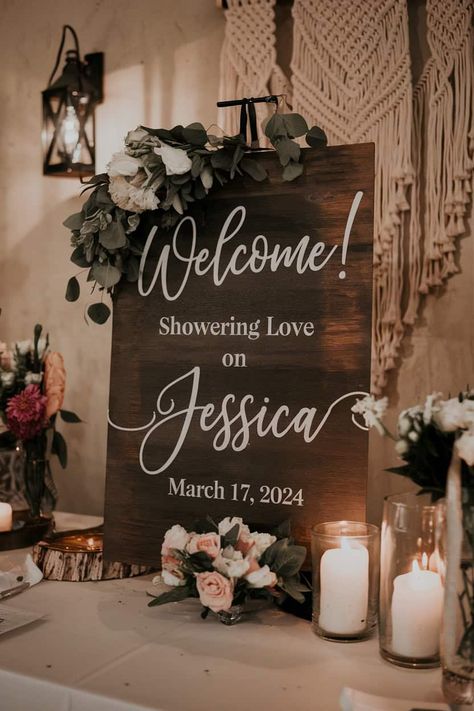 Bridal Shower Sign Wood Theme Bridal Shower Decor, Boho Country Bridal Shower Ideas, Twilight Bridal Shower Ideas, Olive Green Bridal Shower Ideas, Country Chic Bridal Shower Ideas, Bridal Shower Ideas Green, Earthy Bridal Shower Ideas, Bridal Shower Ideas Decorations Diy, Neutral Bridal Shower Decor