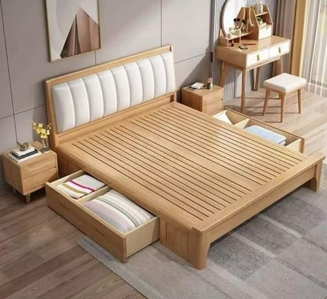 King Size Bed Designs Wooden, Simple Bed Frame Ideas, Single Bed Design Wooden, King Size Bed Wood, Wood Frame Bed, Teenager Bedroom Design, Simple Furniture Design, Wooden King Size Bed, Simple Bed Designs