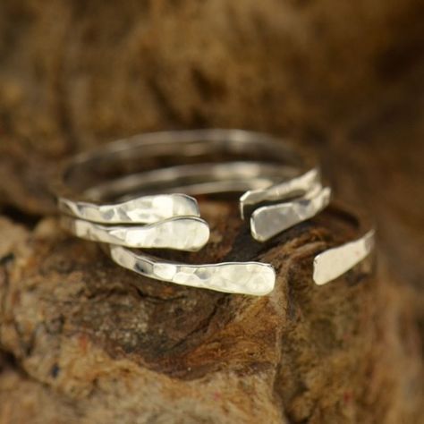 Forged Ring, Slim Ring, Handmade Silver Jewellery, Hammered Silver Ring, Silver Rings Simple, Silver Ring Designs, Hammered Ring, Knuckle Ring, How To Make Rings