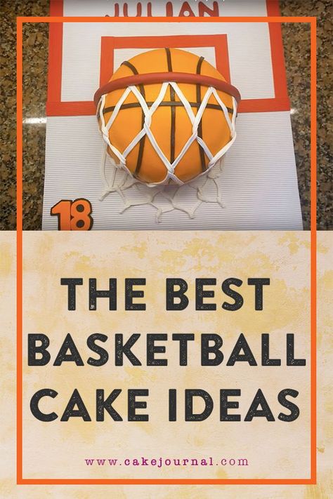 Planning a slam dunk birthday party? Whether you’re gearing up for the #playoffs or #throwingabirthdayparty for your son or daughter, you might have a need for some ideas for basketball cakes. You can make anything from basketball jersey-shaped cakes to cakes with basketballs swishing through hoops. And we’ve got just the list of ideas for #basketballcakes for you! Check out the birthday cake artistry at www.cakejournal.com#birthdaycakeartistry Diy Basketball Cake Ideas, How To Make A Basketball Cake, Basketball Ice Cream Cake, Basketball Birthday Cakes For Boys, Simple Basketball Cake, Basketball Birthday Cake Ideas, Basketball Cake For Boys, Basketball Cakes Ideas, Basketball Theme Birthday Cake