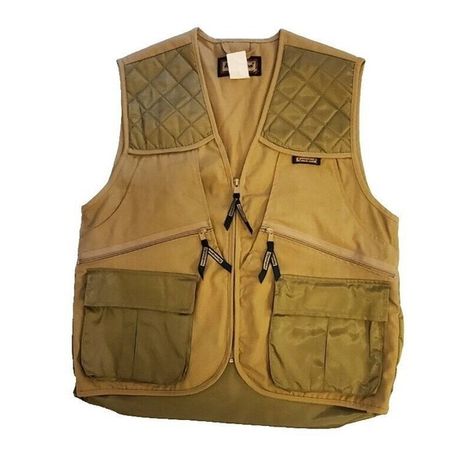 Remington Mens Hunting Vest Sz M Large Pockets Zippered Padded Shoulder Beige The Shocker, Hunting Vest, Fishing Vest, Character Profile, Reversible Vest, Vintage Vest, Hunting Gear, Fleece Vest, Down Vest