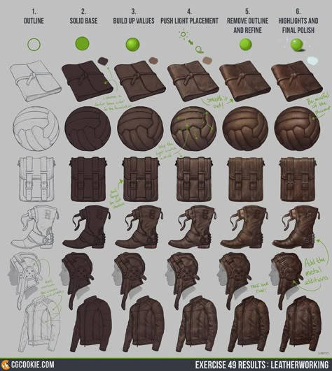 How To Paint Digitally, Material Rendering, Digital Painting Tips, Material Studies, Tutorial Coloring, Digital Art Tips, Leather Tutorial, Color Anime, Digital Tutorial