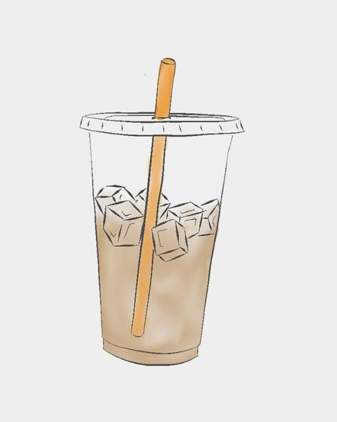 Iced Coffee Sticker, Coffee Doodle, Coffee Illustration, Coffee Stickers, Iced Coffee Cup, Sticker Ideas, Coffee Art, A Drink, Iced Coffee