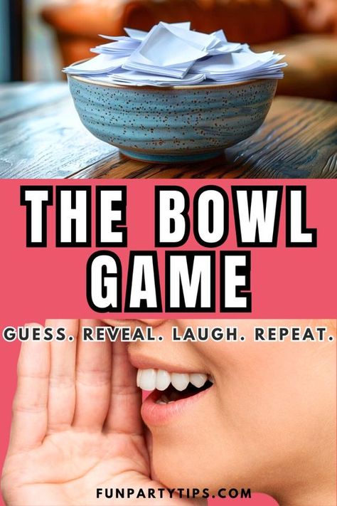 Get ready for a hilarious party game that's perfect for large or small groups of people! The Bowl Game is a conversation starter like no other, making it a must-have for your next game night. Whether you're playing with kids, teens, or adults, this game is sure to bring the laughs. The bigger the group, the better the fun! Players take turns guessing which funny fact belongs to which person in the circle. With The Bowl Game, you'll learn new things about your friends and family while having a blast! The Bowl Game, Playing With Kids, Learn New Things, Party Tips, Large Crowd, Bowl Game, Best Party, Having A Blast, Party Game