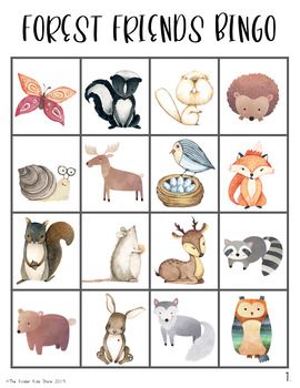 Woodland Animals Bingo Game by The Kinder Kids | TpT Forest Friends Preschool Activities, Forest Animals Preschool, Forest Crafts, Animals Preschool, Woodland Forest Animals, Forest Birthday Party, Enchanted Forest Party, Woodland Animals Theme, Forest Birthday