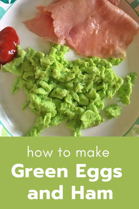 Green Eggs And Ham Breakfast, How To Make Green Eggs And Ham, Green Eggs And Ham Activities Preschool, Food Neutrality, Green Eggs And Ham Snack, Green Eggs And Ham Recipe, Rainbow Breakfast, Grinch Dinner, Egg Recipes For Kids