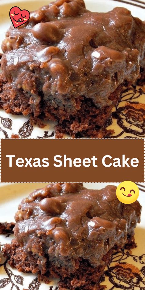 Dive into a rich chocolate experience with this Texas Sheet CakeA moist and fluffy chocolate cake topped with a decadent chocolate frosting and a sprinkle of chopped pecans. Texas Chocolate Sheet Cake, Chocolate Sheet Cake Recipe, Texas Sheet Cake Cookies, Fluffy Chocolate Cake, Texas Sheet Cake Recipe, Sheet Cake Recipe, Texas Sheet, Chocolate Sheet Cake, Texas Sheet Cake